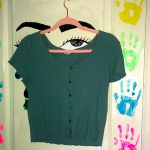 Sage green short sleeve top